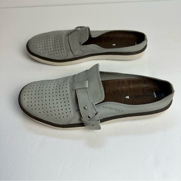 Merrell Mule Around Town Shoe Perforated Men's Size 8.5 Slip On Leather Gray - Picture 5 of 10